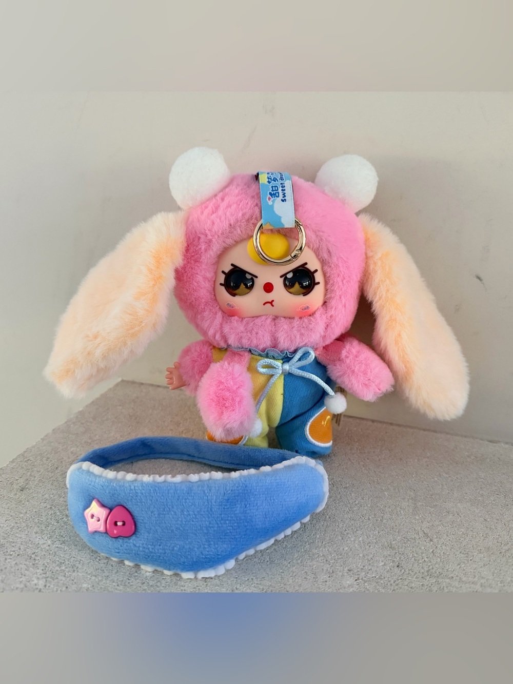 Plush Bunny Character Keychain - Pink & Blue - Picture 6 of 6